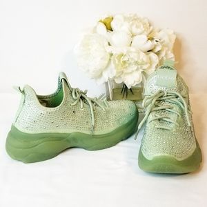 NEW Bebe Sport Leyla Sneakers Bling Rhinestones Embellishments Chunky Sole